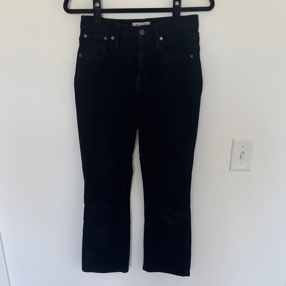Madewell Cali Demi Boot Ribbed Corduroy Black Straight Leg Jeans - Size 26
